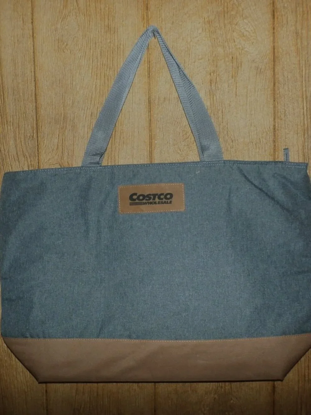 Lg Costco Insulated Cooler Bag  Gray Tan Tote Thermal Zippered Grocery Picnic